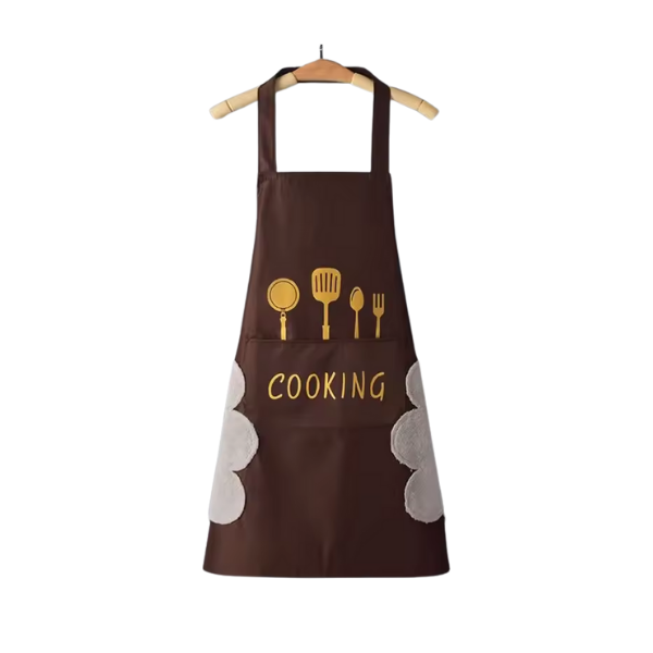 סינר מטבח Cooking מתכוונן עם כיס ומגבות | צבע חום