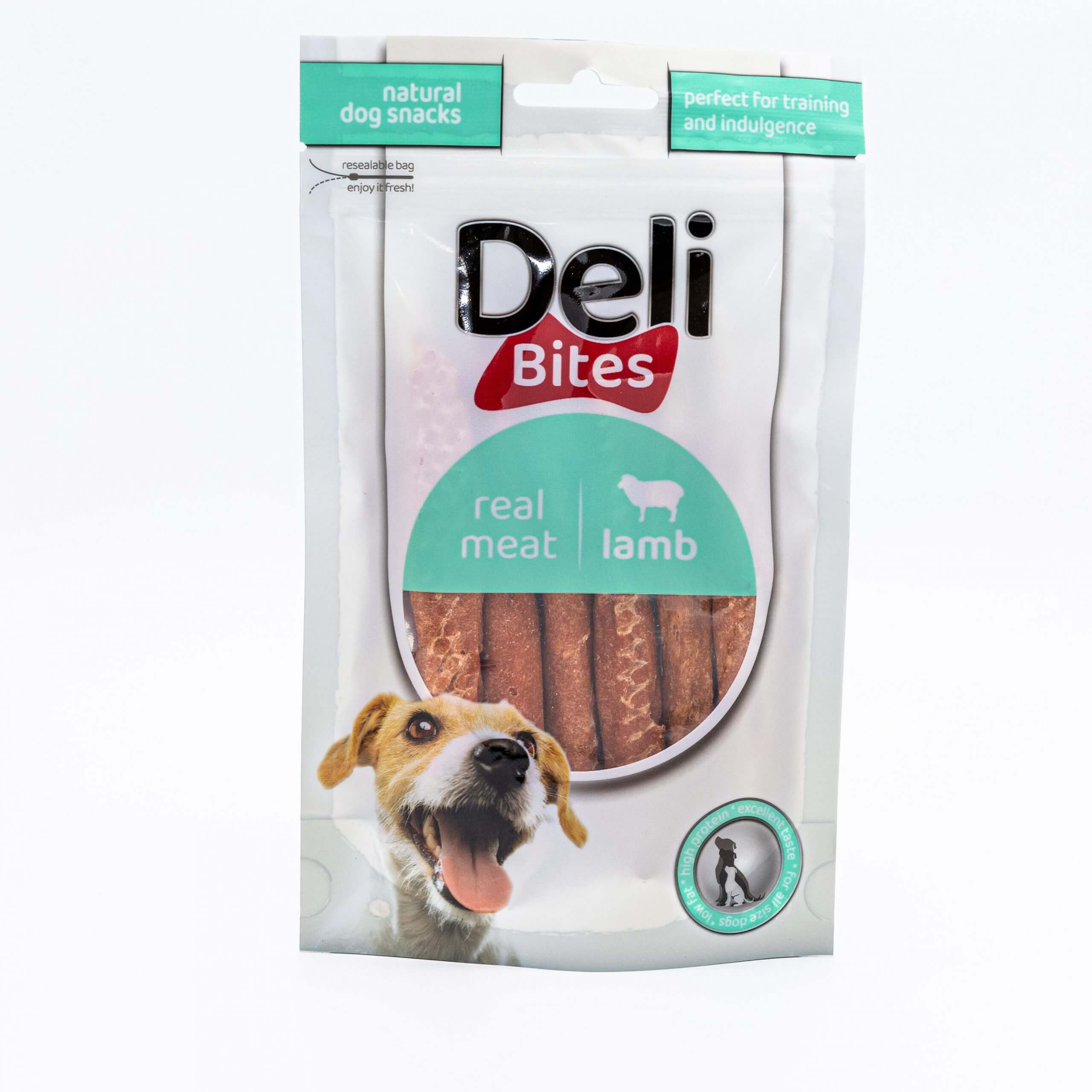 דלי בייטס Deli Bites חטיף לכלב מקל מלופף כבש 80 גרם