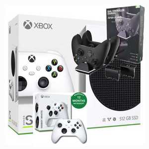 XBOX SERIES S 512GB SSD 2 CONTROLLERS + DUAL CHARGING STATION אקס בוקס סרייס אס עם 2 שלטים ומטען זוגי כולל 2 סוללות נטענות