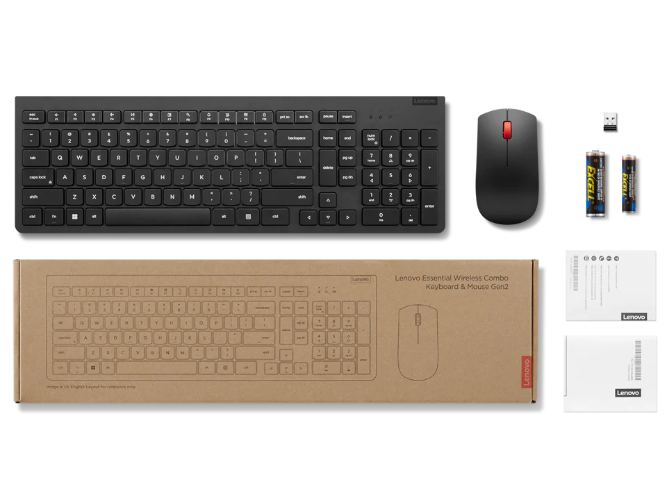 סט מקלדת ועכבר LENOVO Wireless Combo Keyboard & Mouse Gen2  En/Hb/Ar 4X31R20720