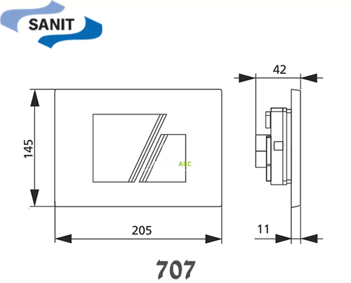 לחצן לניאגרה סמויה | סניט SANIT | ניקל מבריק | דגם 707