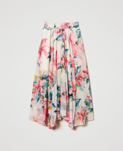 Long georgette skirt with floral print