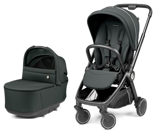 סט עגלה תינוק מודולארית City Loop סופר קלילה עם סל שכיבה מתקפל - צבע ירוק מטאלי Metal