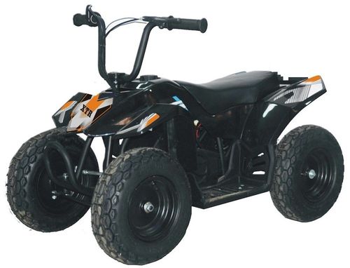 טרקטורון XTR-250 24V חשמלי לילדים עם צמיגי גומי, שלדת ברזל ובלם יד - שחור/כתום