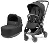 סט עגלה תינוק מודולארית City Loop סופר קלילה עם סל שכיבה מתקפל - צבע שחור True Black