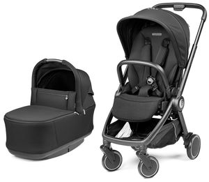 סט עגלה תינוק מודולארית City Loop סופר קלילה עם סל שכיבה מתקפל - צבע שחור True Black