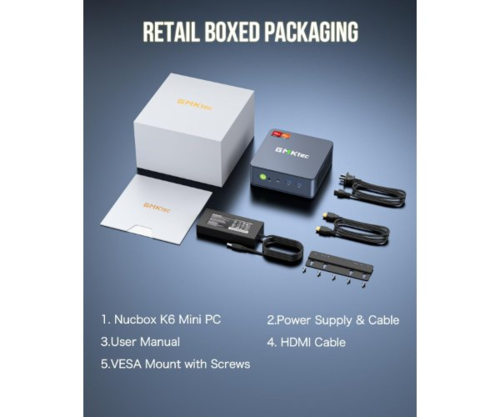 מחשב נייח מיני GMKtec K6 R7 7840HS 16GB DDR5 1TB NVME WIN11PRO