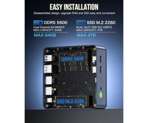 מחשב נייח מיני GMKtec K6 R7 7840HS 16GB DDR5 1TB NVME WIN11PRO