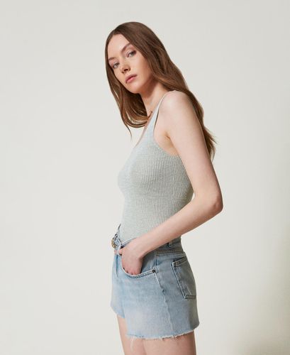 Linen-blend knit top Colour: Light Nymph Lurex