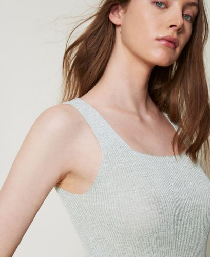 Linen-blend knit top Colour: Light Nymph Lurex