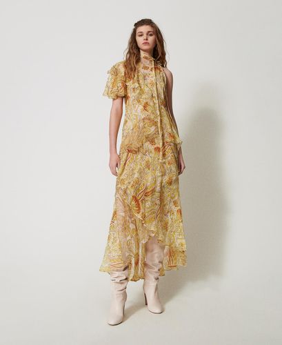 'Salina' long crepon dress with print