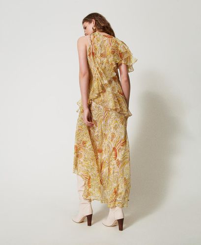 'Salina' long crepon dress with print