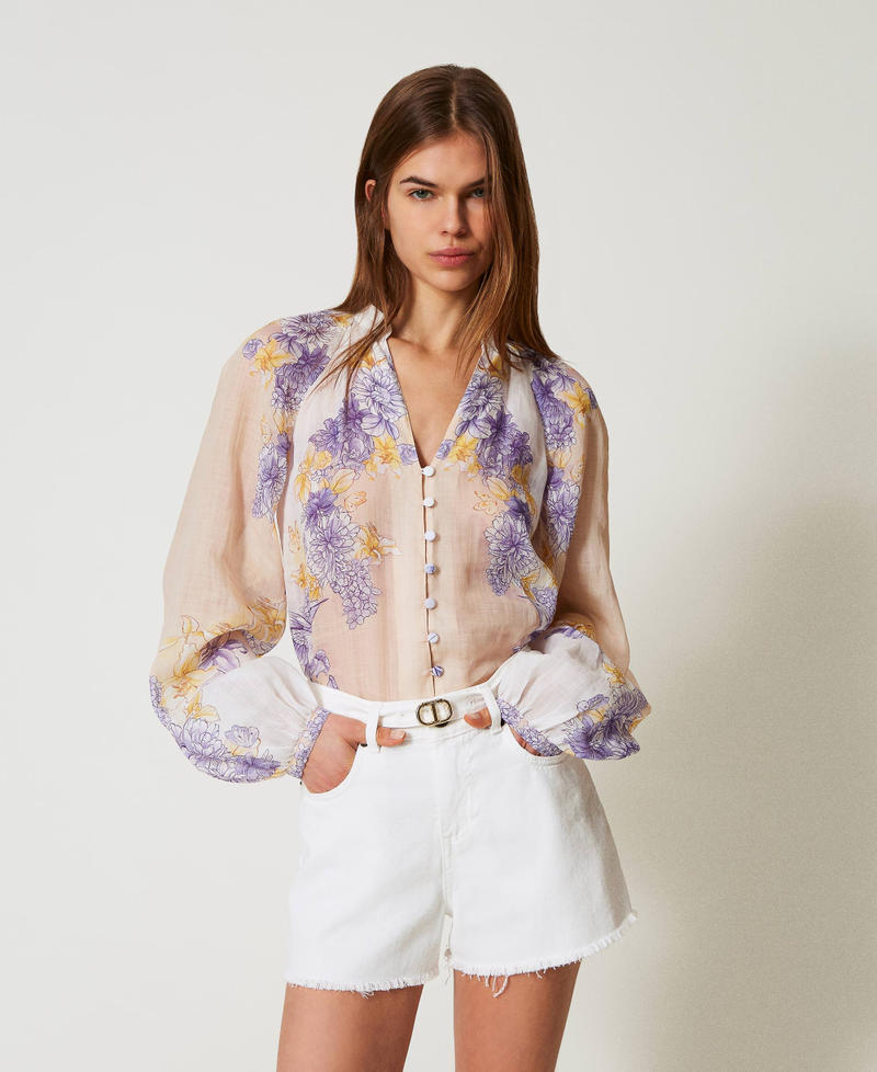 Floral ramie shirt