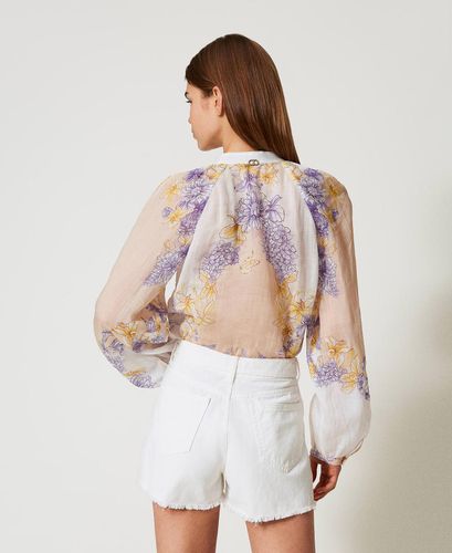 Floral ramie shirt