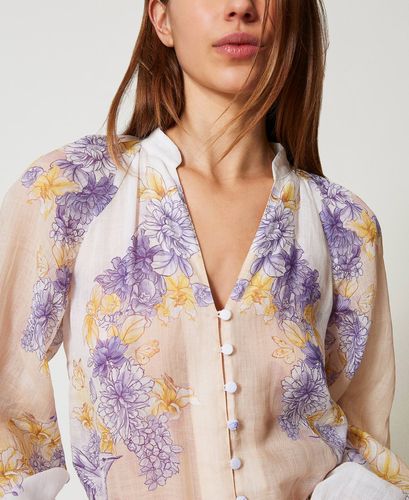 Floral ramie shirt