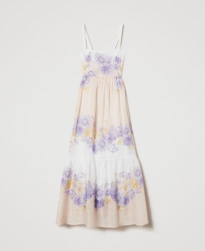 Long floral ramie bustier dress