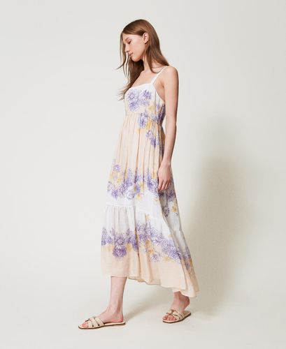 Long floral ramie bustier dress
