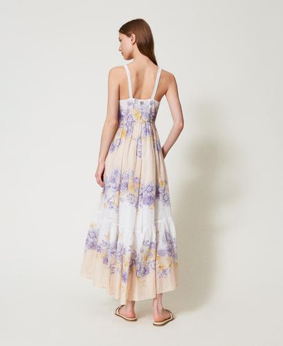 Long floral ramie bustier dress