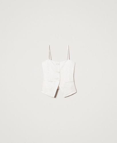 Fitted jacquard satin top