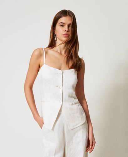 Fitted jacquard satin top