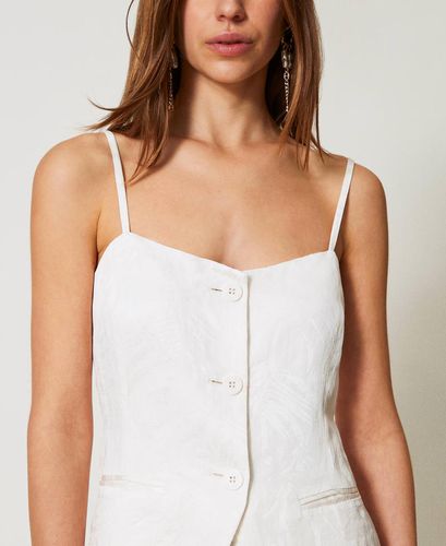 Fitted jacquard satin top