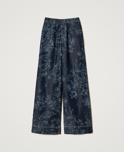 MYFO palazzo trousers in floral denim