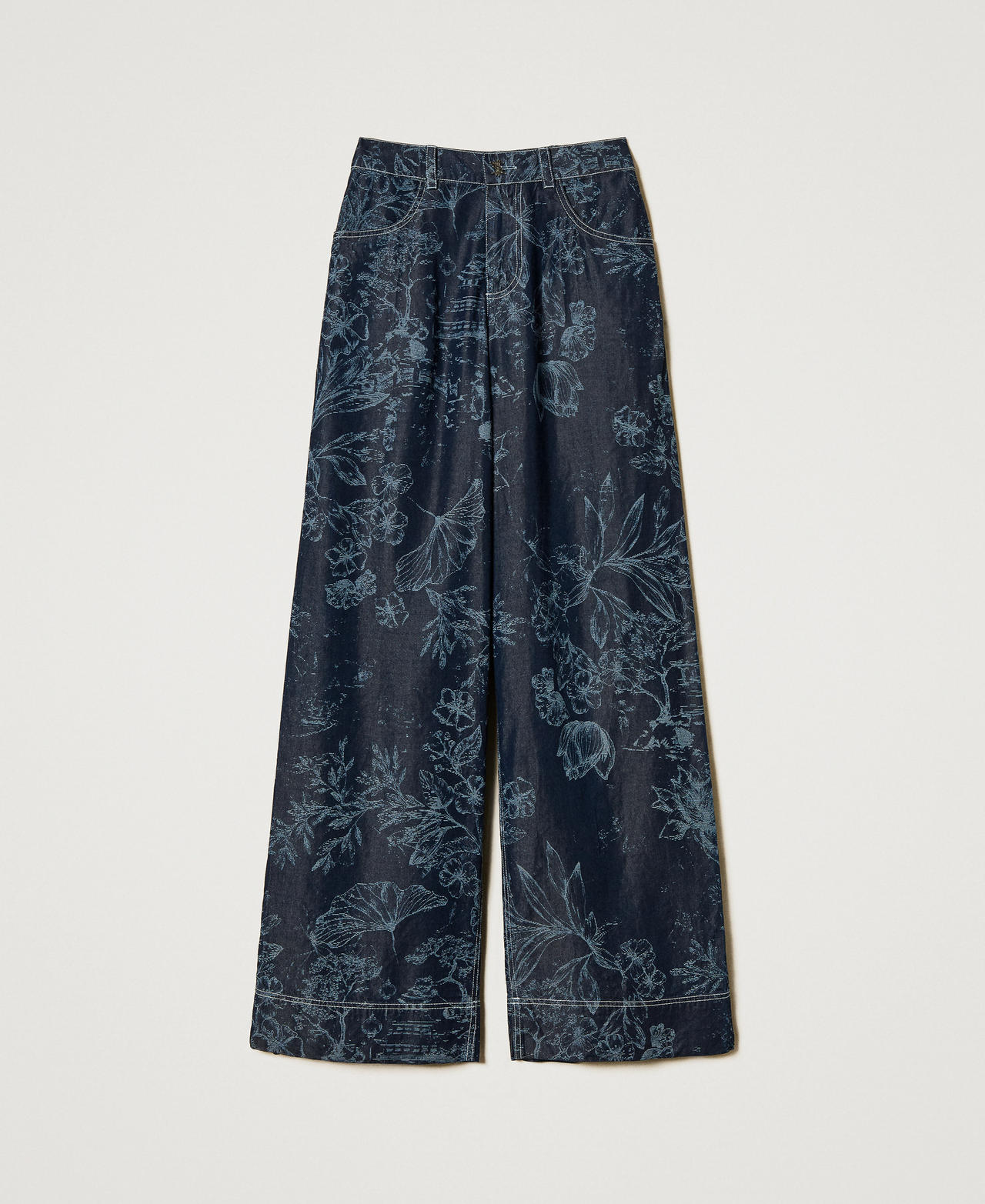 MYFO palazzo trousers in floral denim