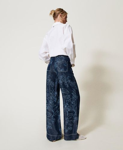 MYFO palazzo trousers in floral denim