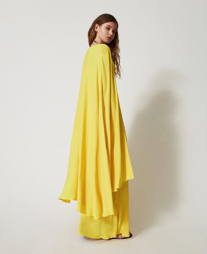 Ischia long georgette cape dress Passion Fruit” Yellow