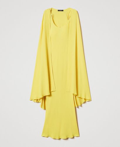 Ischia long georgette cape dress Passion Fruit” Yellow