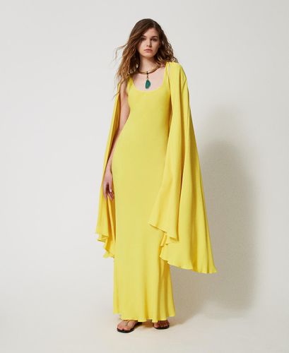 Ischia long georgette cape dress Passion Fruit” Yellow