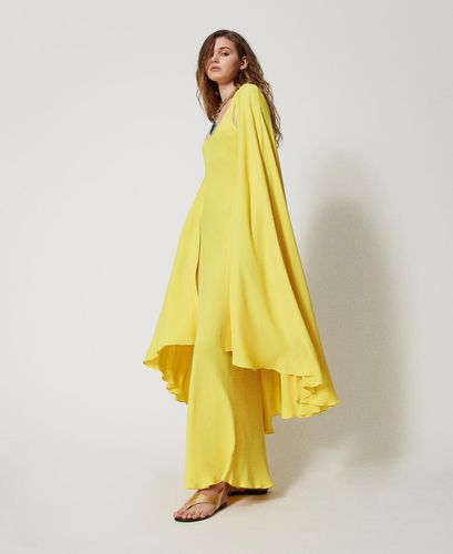 Ischia long georgette cape dress Passion Fruit” Yellow