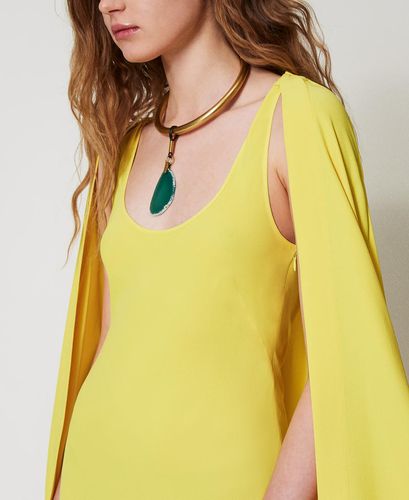 Ischia long georgette cape dress Passion Fruit” Yellow