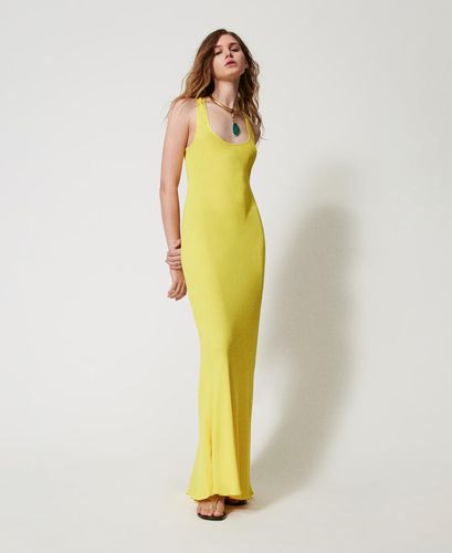 Ischia long georgette cape dress Passion Fruit” Yellow