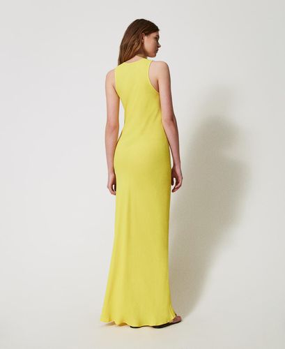 Ischia long georgette cape dress Passion Fruit” Yellow