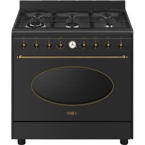 תנור משולב כיריים גז 90 ס"מ גימור שחור פחם מבית SMEG דגם CO96**מתצוגה**