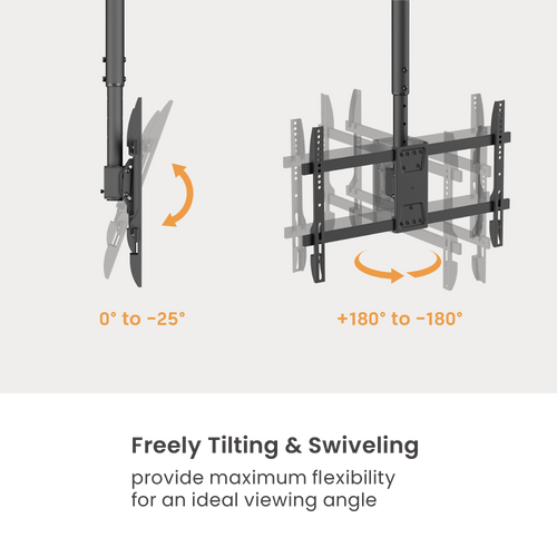 זרוע למסכים לתליה מהתקרה לטלוויזיה למחשב עד Lumi Brateck 43