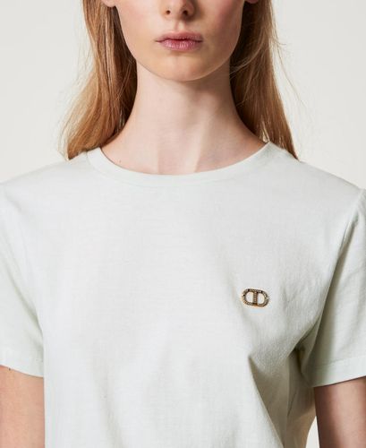 T-shirt with a rhinestone Oval T logo Water Green