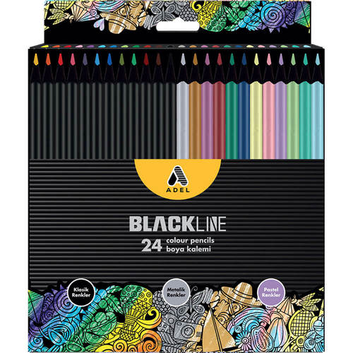 אדל עפרונות צבעוניים 24 גוונים מטאלי BLACK LINE 