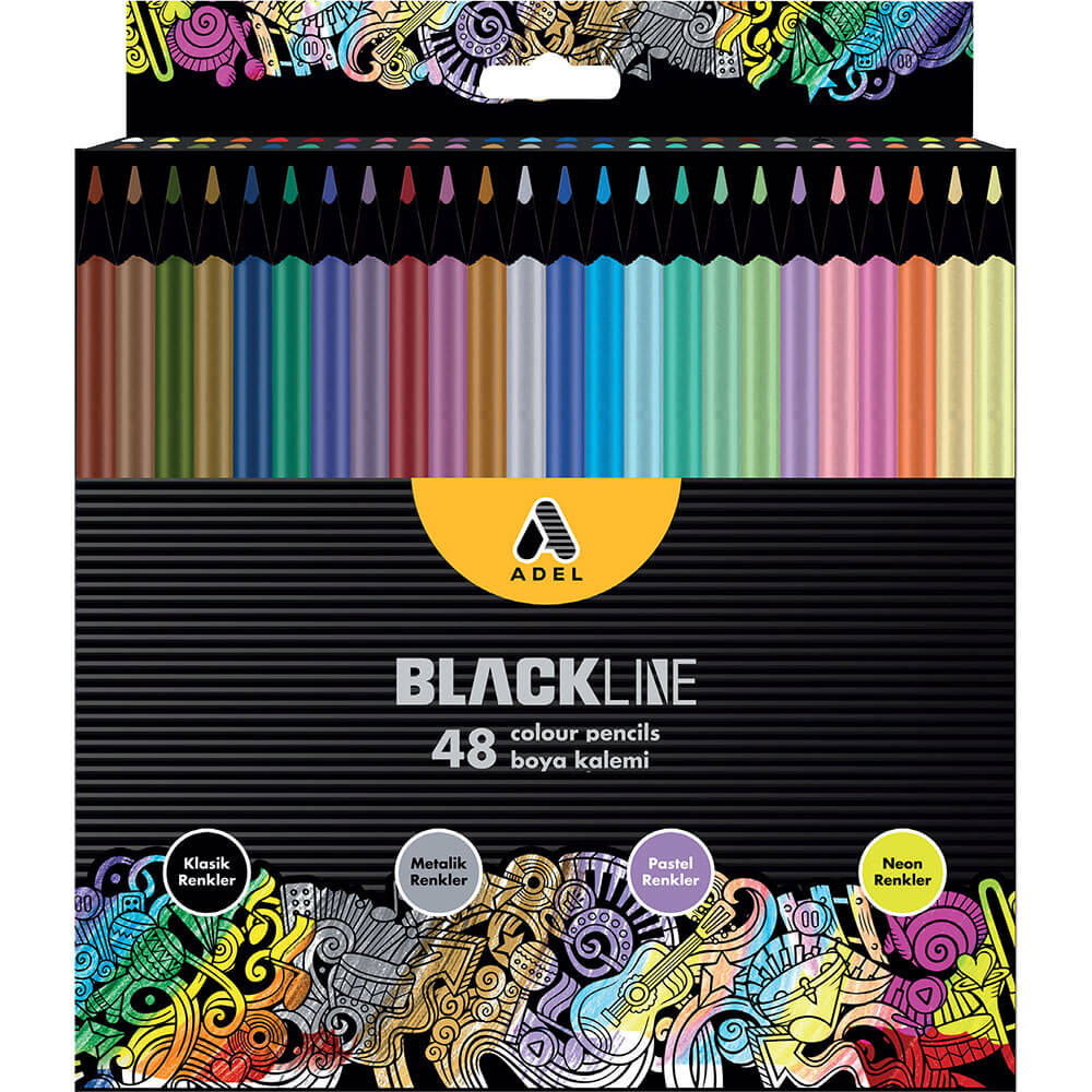 אדל עפרונות צבעוניים 48 גוונים מטאלי BLACK LINE 