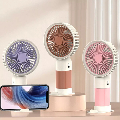 מאוורר נטען USB עם סטנד לטלפון מקבלים 3 יחידות