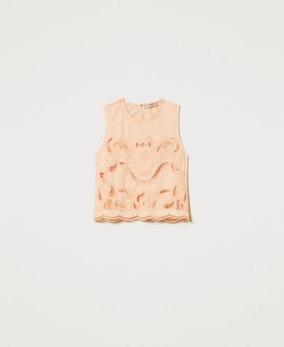 Top with openwork embroidery