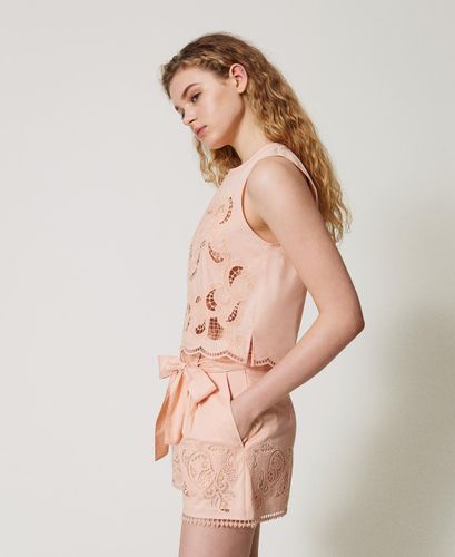 Top with openwork embroidery