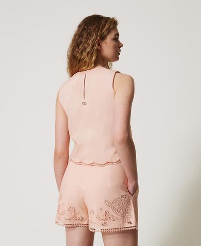 Top with openwork embroidery