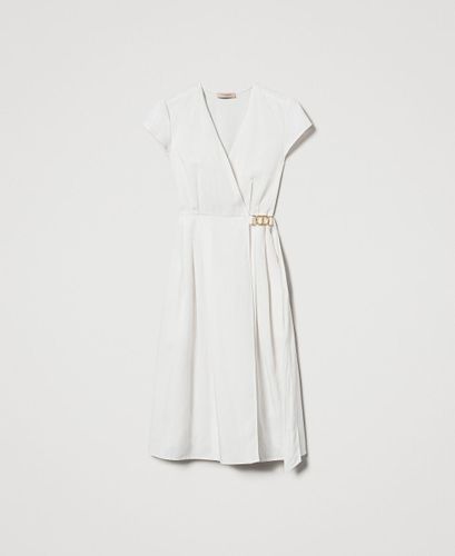 Linen-blend midi dress