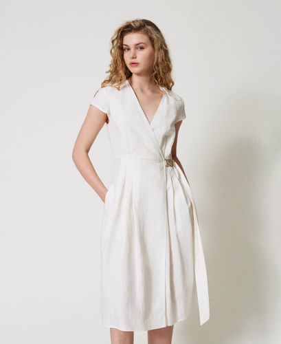 Linen-blend midi dress