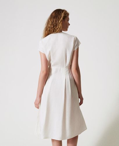 Linen-blend midi dress
