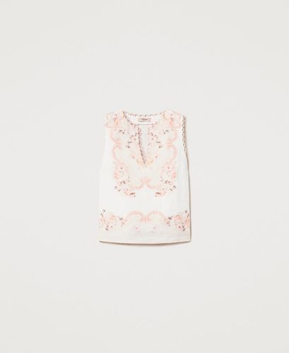 Printed linen top
