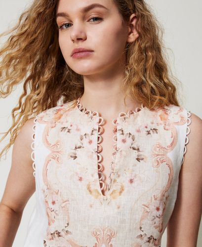 Printed linen top