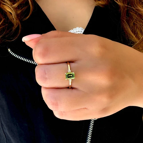 טבעת מעוצבת יהלומים ופרידוט 14K